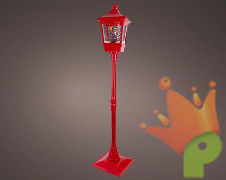 LANTERNA ROSSA LUMINOSA CON  BABBO NATALE  E NEVE IN MOVIMENTO H