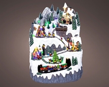 VILLAGGIO DI NATALE SU MONTAGNA CON LUCI MOVIMENTO E MUSICA H.56
