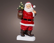 BABBO NATALE IN POLIRESINA CON SACCO E ALBERO CON LUCI LED H.30C