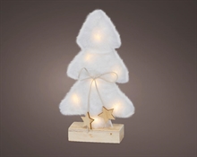 ALBERO BIANCO SU BASE IN LEGNO CON LUCI LED BIANCO CALDO H.24,5X