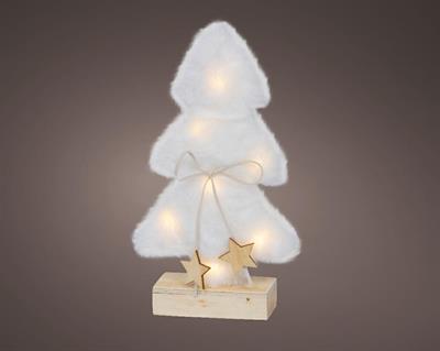 ALBERO BIANCO SU BASE IN LEGNO CON LUCI LED BIANCO CALDO H.24,5X