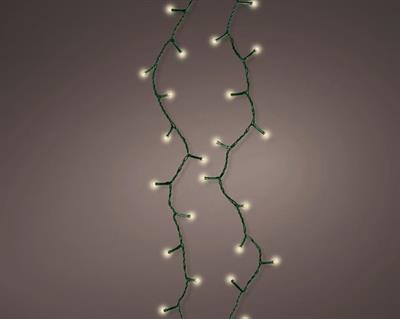 LUCI DI NATALE 192 LED BIANCO CALDO CAVO VERDE 14,3 MT A BATTERI