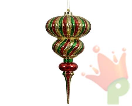 PENDENTE ORNAMENTO ROSSO/VERDE/ORO H.28X14 CM