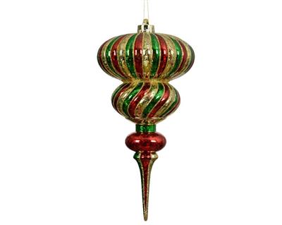 PENDENTE ORNAMENTO ROSSO/VERDE/ORO H.28X14 CM