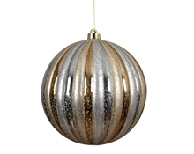 PALLINA DI NATALE A STRISCE ORO/BIANCO/ARGENTO 20 CM