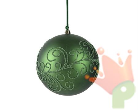 PALLINA DI NATALE VERDE PINO DECORATA 12 CM