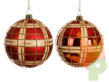 PALLINA DI NATALE ROSSA LUCIDA OPACA GLITTER ORO 8 CM 1 PZ ASS.