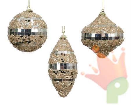 PALLINA DI NATALE CON PERLINE ARGENTO PERLA 8 CM 1 PZ ASSORTITO