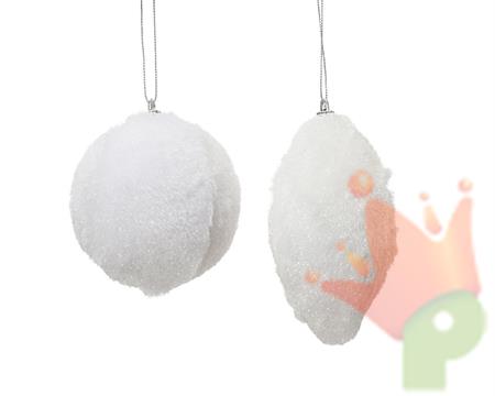 PALLINA IN SCHIUMA BIANCA GLITTER 9CM ASSORTITA