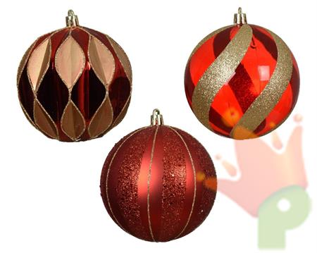 PALLINA ROSSA / ORO GLITTER 10 CM 1 PZ ASSORTITO