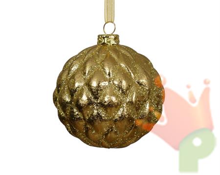 PALLINA DI NATALE INFRANGIBILE ORO GLITTER 8 CM