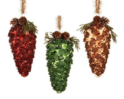 PIGNA IN VETRO ROSSA/VERDE/ARANCIO CON GLITTER H.12,5X6 1 PZ ASS
