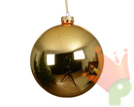 PALLINA DI NATALE IN VETRO LUCIDO ORO CHIARO 15 CM