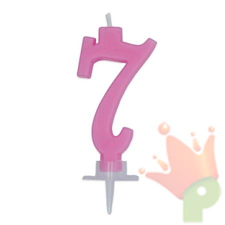 CANDELINA NUMERO 7 CERA ITALIC ROSA 7CM