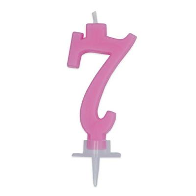CANDELINA NUMERO 7 CERA ITALIC ROSA 7CM