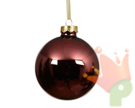 PALLINA DI NATALE IN VETRO BORDEAUX LUCIDO 15 CM
