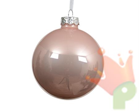 PALLINA DI NATALE IN VETRO ROSA CIPRIA LUCIDO 15 CM