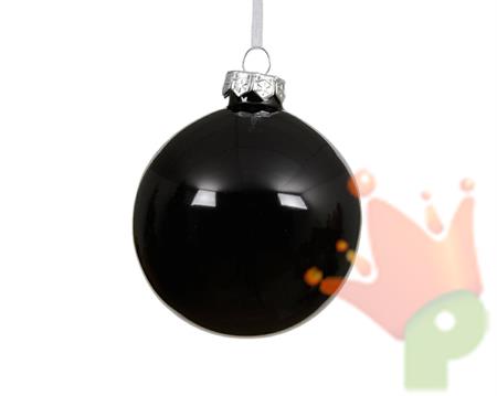 PALLINA DI NATALE IN VETRO NERO LUCIDO 15 CM