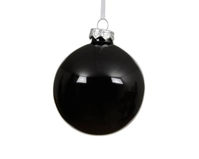 PALLINA DI NATALE IN VETRO NERO LUCIDO 15 CM