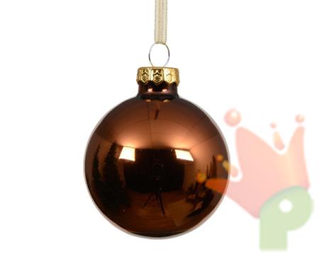 PALLINA DI NATALE IN VETRO MARRONE ESPRESSO LUCIDO 15 CM