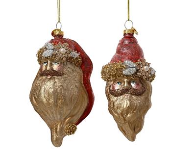 PENDENTE NATALIZIO BABBO NATALE IN VETRO CON PERLINE H.12,3CM