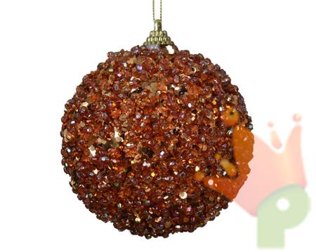 PALLINA DI NATALE CON PAILLETTES MARRONE 10 CM