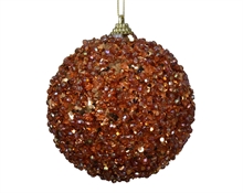 PALLINA DI NATALE CON PAILLETTES MARRONE 10 CM