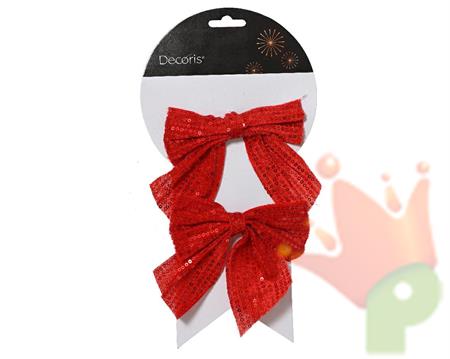 FIOCCO ROSSO CON PAILLETTES 13X12 CM 2 PZ