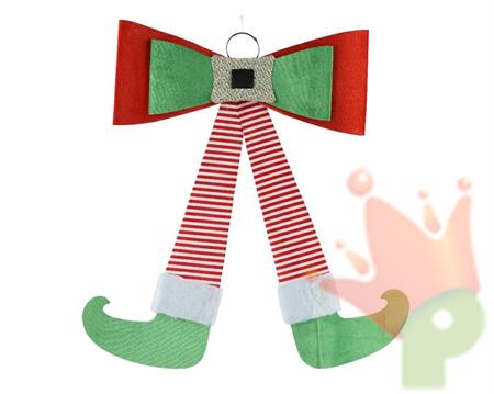 FIOCCO NATALIZIO IN POLIESTERE GAMBE ELFO 70X49 CM