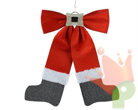 FIOCCO NATALIZIO IN POLIESTERE GAMBE BABBO NATALE 70X49 CM