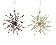 PENDENTE FIOCCO DI NEVE GLITTER ORO/MARRONE CON PERLINE 1 PZ 17C