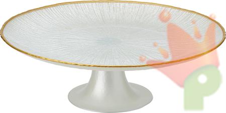 ALZATA VETRO 28CM BIANCO/ORO