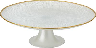 ALZATA VETRO 28CM BIANCO/ORO