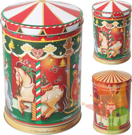 CONTENITORE LATTA NATALIZIO CARILLON 13X20 CM 1 PZ ASSORTITO