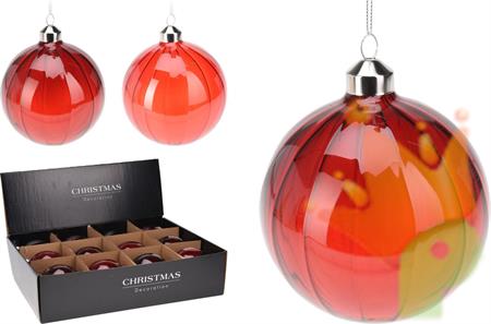 PALLINA DI NATALE IN VETRO TRASPARENTE ROSSO 10 CM 1 PZ ASSORT
