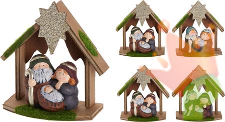 NATIVITA' IN LEGNO E RESINA 15 CM ASSORTITA