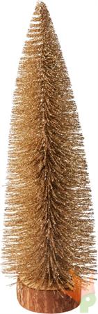 ALBERO ORO CON BASE IN LEGNO 35 CM