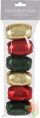 NASTRI CHIUDIPACCO ORO ROSSO VERDE 6 PZ 5MM X 10MT