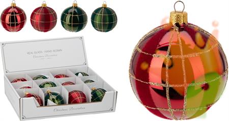 PALLINA DI NATALE IN VETRO GLITTER ORO 8 CM COLORE ASSORTITO