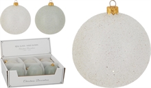 PALLINA IN VETRO BIANCA CON GLITTER 10 CM ASSORTITA