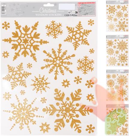 STICKERS NATALIZI FIOCCHI DI NEVE/ STELLE ORO ASSORTITI