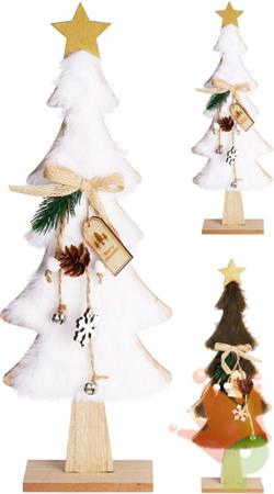 ALBERO DI NATALE IN LEGNO E TESSUTO 37 CM ASSORTITO
