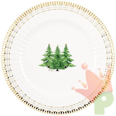 SOTTOPIATTI NATALIZI DECORO ALBERO DI NATALE BORDO ORO 33CM 6PZ
