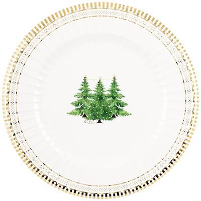 SOTTOPIATTI NATALIZI DECORO ALBERO DI NATALE BORDO ORO 33CM 6PZ