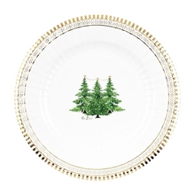 PIATTI NATALIZI DECORO ALBERI DI NATALE BORDO ORO 27CM 8PZ
