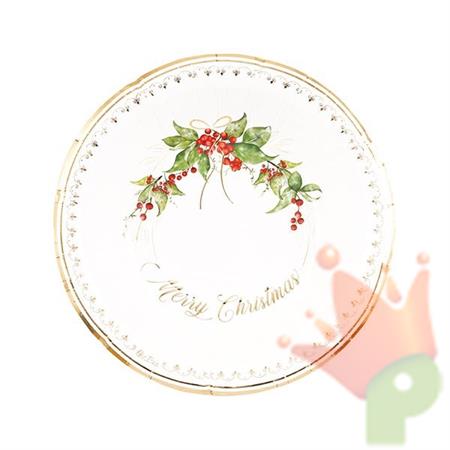 PIATTI CHRISTMAS GARLAND BORDO ORO 24 CM 8 PZ