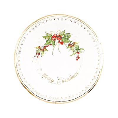 PIATTI CHRISTMAS GARLAND BORDO ORO 24 CM 8 PZ