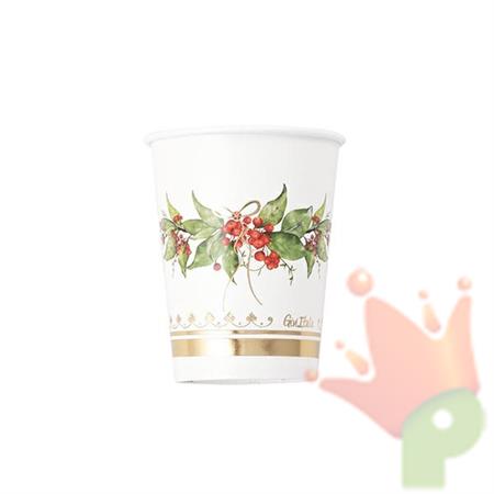 BICCHIERI CHRISTMAS GARLAND  ORO 250 CC 8 PZ