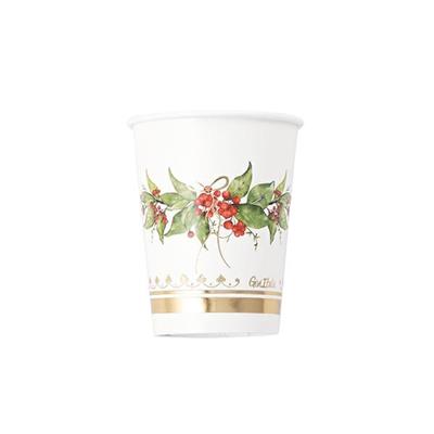 BICCHIERI CHRISTMAS GARLAND  ORO 250 CC 8 PZ