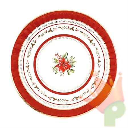 PIATTI NATALIZI RED ROYAL 27 CM 8 PZ